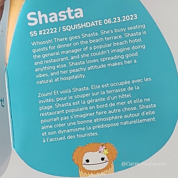 SHASTA 🐾 Orange BigFoot w Flowers 5 in Original Squishmallow ☆》NWT《☆ - Picture 9 of 9